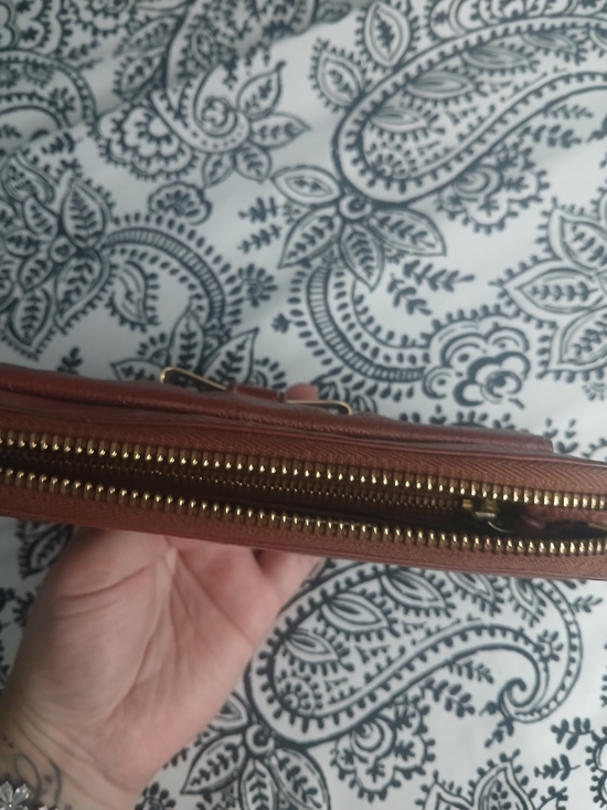 Chloé Red Leather Zip Wallet with Gold Bow Accent